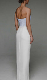 BANDEAU WAIST-TIGHTENING MAXI DRESS IN WHITE STYLE OF CB