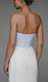 BANDEAU WAIST-TIGHTENING MAXI DRESS IN WHITE STYLE OF CB