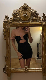 BANDEAU BANDAGE MINI DRESS IN BLACK DRESS STYLE OF CB