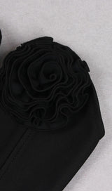 BANDEAU THIGH SLIT MIDI DRESS IN BLACK DRESS STYLE OF CB