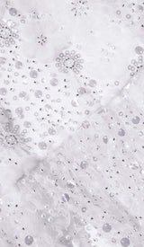 BEADED SEQUIN BANDEAU MINI DRESS IN WHITE styleofcb