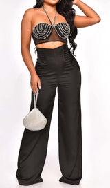 BEADING BUSTIER TWO-PIECE SET IN BLACK DRESS STYLE OF CB