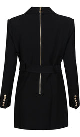 BELTED DOUBLE-BREASTED BLACK SUIT DRESSES styleofcb