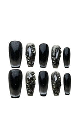 BLACK CAT EYE CRYSTAL HANDMADE PRESS ON NAILS Press On Nails Oh CICI