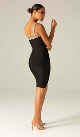 BLACK CRYSTAL STRAPS CROSET DRESS styleofcb