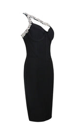 BLACK CRYSTAL STRAPS CROSET DRESS styleofcb