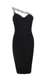 BLACK CRYSTAL STRAPS CROSET DRESS styleofcb XS BLACK