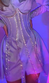 BLACK CRYSTAL TASSELS CORSET Shirts & Tops styleofcb