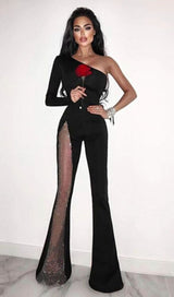 BLACK ONE-SIDE SLEEVED JUMPSUIT styleofcb