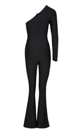 BLACK ONE-SIDE SLEEVED JUMPSUIT styleofcb