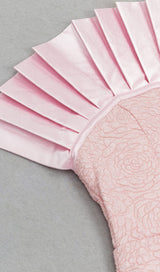 BODYCON RUFFLE DETAIL MIDI DRESS IN PINK DRESS STYLE OF CB