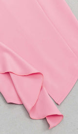 BODYCON RUFFLE MIDI DRESS IN PINK styleofcb