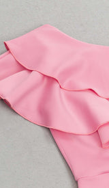 BODYCON RUFFLE MIDI DRESS IN PINK styleofcb