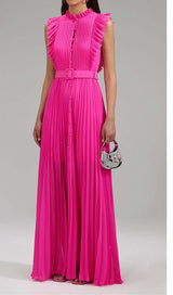 BOTTON PLEATED MAXI DRESS IN RED DRESS STYLE OF CB