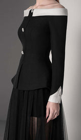 BOTTONS MESH TWO-PIECE DRESS IN BLACK DRESS STYLE OF CB