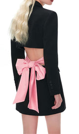 BOW-EMBELLISHED CUTOUT JACKET DRESS IN BLACK DRESS STYLE OF CB