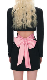 BOW-EMBELLISHED CUTOUT JACKET DRESS IN BLACK DRESS STYLE OF CB