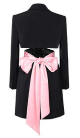 BOW-EMBELLISHED CUTOUT JACKET DRESS IN BLACK DRESS STYLE OF CB
