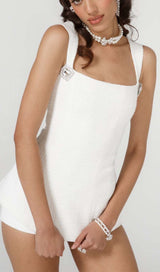 BOW-EMBELLISHED RHINESTONE MINI DRESS IN WHITE DRESS STYLE OF CB