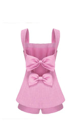 BOW-EMBELLISHED RHINESTONE MINI DRESS IN PINK DRESS STYLE OF CB