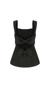 BOW-EMBELLISHED RHINESTONE MINI DRESS IN BLACK DRESS STYLE OF CB