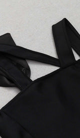 BOW-EMBELLISHED STRAPPY MIDI DRESS IN BLACK DRESS STYLE OF CB