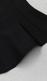 BOW-EMBELLISHED STRAPPY MIDI DRESS IN BLACK DRESS STYLE OF CB