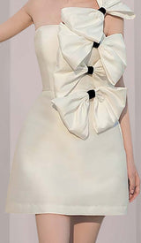 BOWS-EMBELLISHED SLEEVELESS MIDI DRESS IN WHITE styleofcb