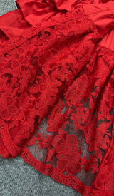 BREASTED STITCHING LACE MAXI DRESS IN RED DRESS STYLE OF CB