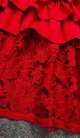 BREASTED STITCHING LACE MAXI DRESS IN RED DRESS STYLE OF CB