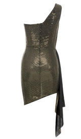 BROWN ONE SHOULDER ASYMMETRIC MIDI DRESS IN BROWN DRESS sis label