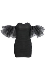 BUBBLE SLEEVE MIDI DRESS IN BLACK Dresses styleofcb XS BLACK