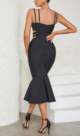 BUCKLE BANDAGE MIDI DRESS IN BLACK DRESS STYLE OF CB
