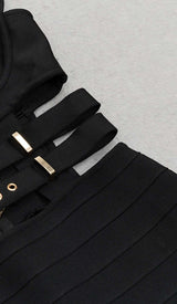 BUCKLE BANDAGE MIDI DRESS IN BLACK DRESS STYLE OF CB