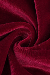 BURGUNDY VELVET OFF SHOULDER SIDE TAIL SLIT MAXI DRESS styleofcb