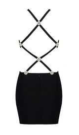 BUTTON BACKLESS HALTE MINI BANDGE DRESS IN BLACK Dresses styleofcb