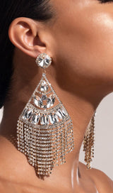 GOLD STATEMENT CRYSTAL DROP TASSEL EARRINGS JEWELLERY styleofcb
