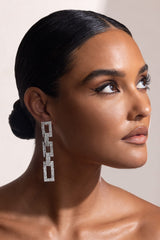 SILVER DIAMANTE CHAIN DROP EARRINGS JEWELLERY styleofcb