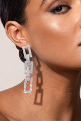 SILVER DIAMANTE CHAIN DROP EARRINGS JEWELLERY styleofcb