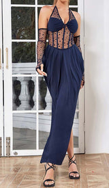 CORSET LACE MAXI DRESS IN NAVY BLUE DRESS STYLE OF CB