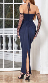 CORSET LACE MAXI DRESS IN NAVY BLUE DRESS STYLE OF CB