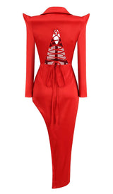 CORSET PLUNGE JACKET DRESS IN RED DRESS STYLE OF CB
