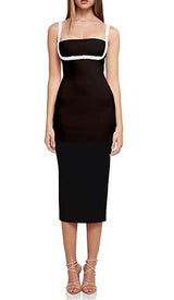 CRYSTAL EMBELLISHED TRIM MIDI DRESS IN BLACK DRESS STYLE OF CB