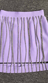CRYSTAL TASSEL BANDAGE MINI DRESS IN PURPLE DRESS STYLE OF CB