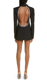 CRYSTAL TRIM BACK CUTOUT JACKET DRESS IN BLACK DRESS STYLE OF CB
