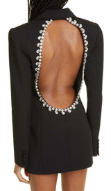 CRYSTAL TRIM BACK CUTOUT JACKET DRESS IN BLACK DRESS STYLE OF CB
