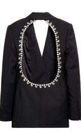 CRYSTAL TRIM BACK CUTOUT JACKET DRESS IN BLACK DRESS STYLE OF CB