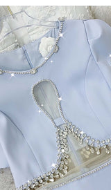 CRYSTAL TRIM CUTOUT MINI DRESS IN SKY BLUE DRESS STYLE OF CB