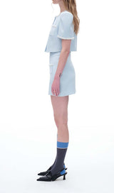 CRYSTAL TRIM TWO PIECE SET IN SKY BLUE DRESS STYLE OF CB