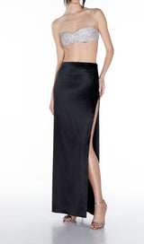 CRYSTALS BANDEAU TOP IN SILVER styleofcb